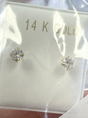 14k earrings 4mm round stone