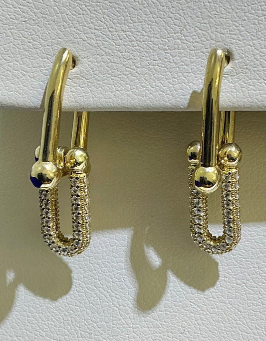 14k paperclip earrings with stones