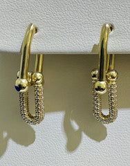 14k paperclip earrings with stones