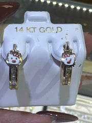 14k Small hoop huggie earrings