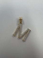 14k letter M pendant with Cz’s stones