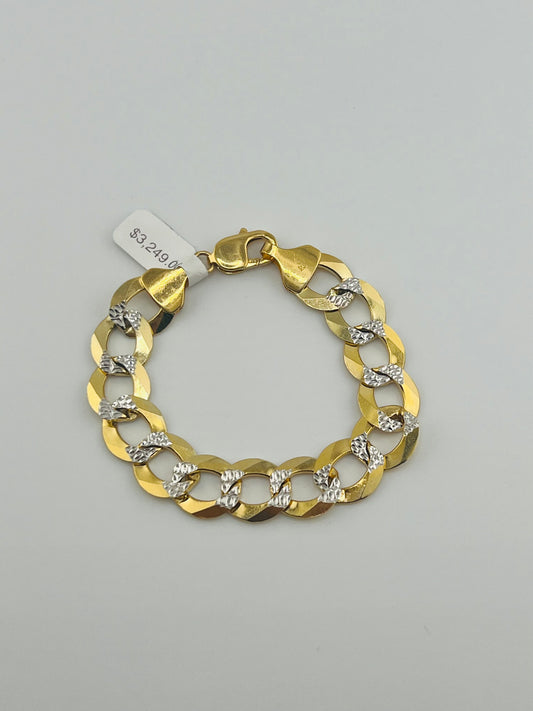 14k Cuban two tone bracelet