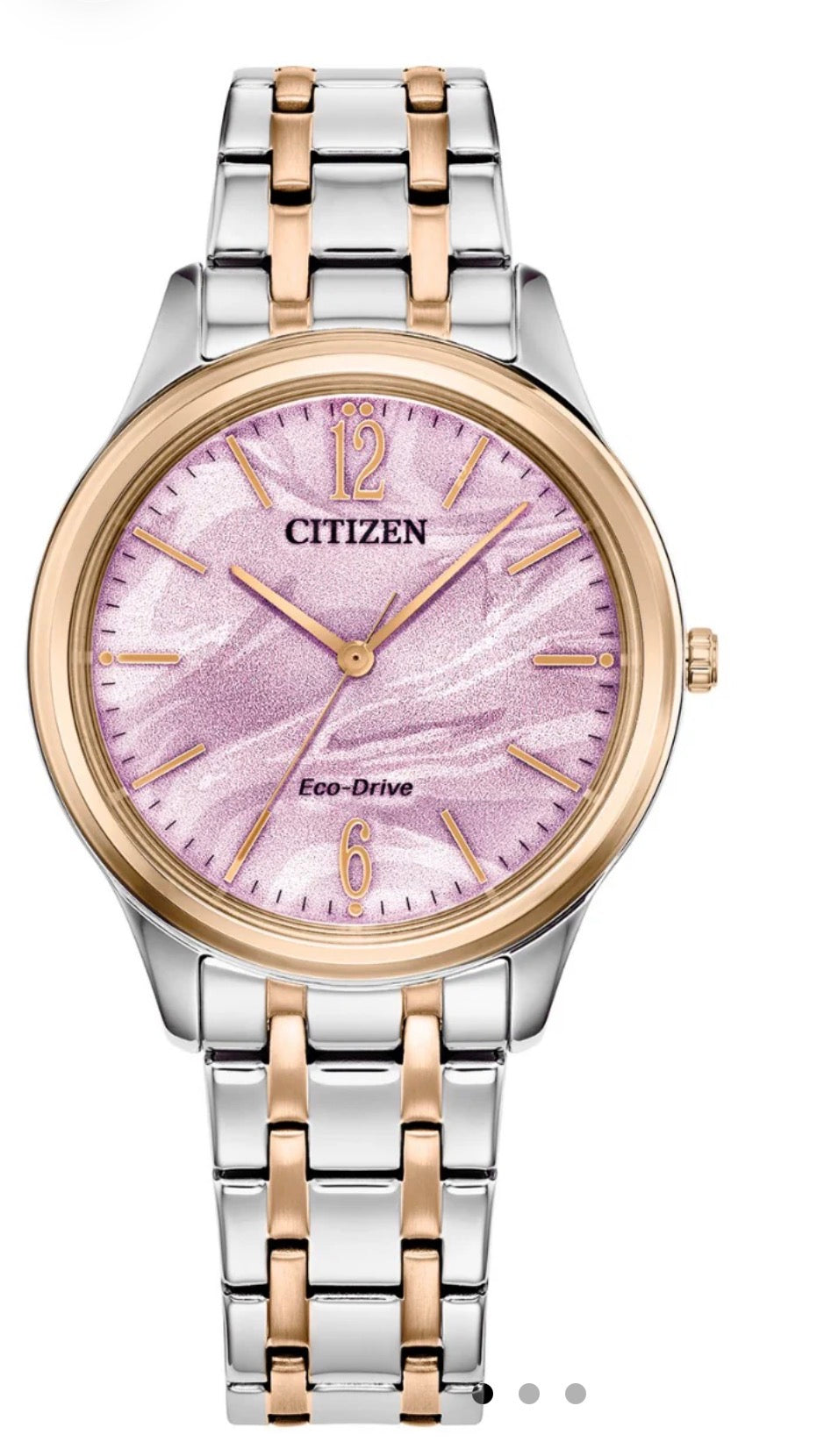 Citizen Ladies Eco Watch 36mm with Pink Marbled Dial - EM1216-55X