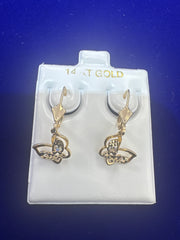 14k ladies earring Huggies with butterfly