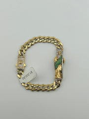 14k Monaco bracelet San judas piedras verdes y blancas