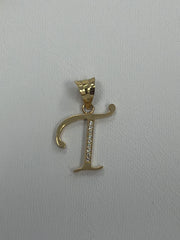 14k letter T pendant with Cz’s stones
