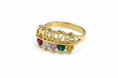 14k 4 color stone madre ring