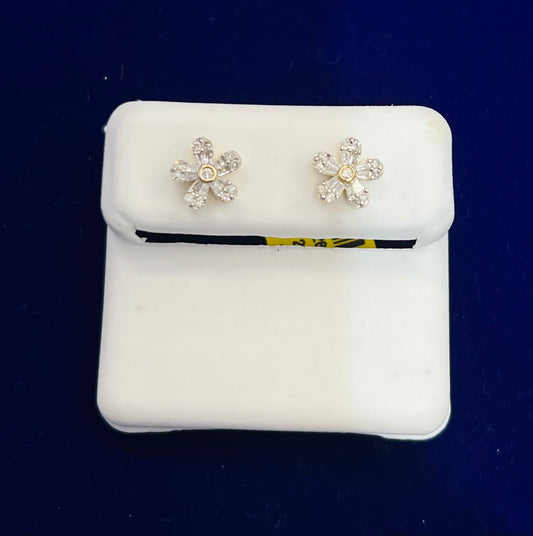 10k diamond flower earrings 0.25ct