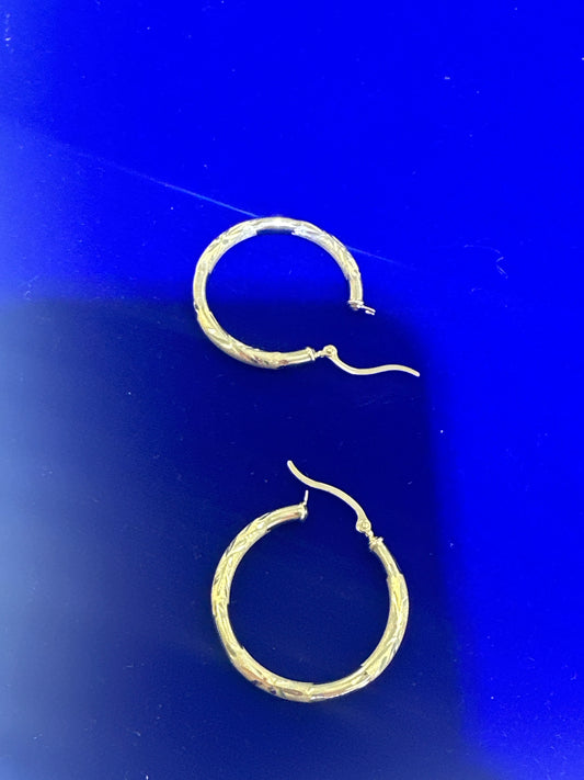 14k Earring big hoop yellow gold