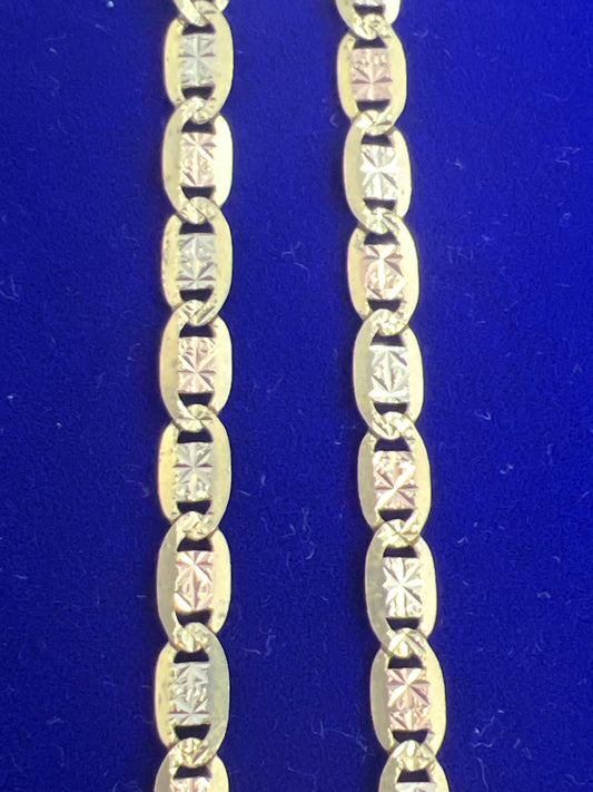 Tri-colored 14k valentino necklace 22” 9.5g 3.9mm
