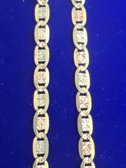 Tri-colored 14k valentino necklace 22” 9.5g 3.9mm