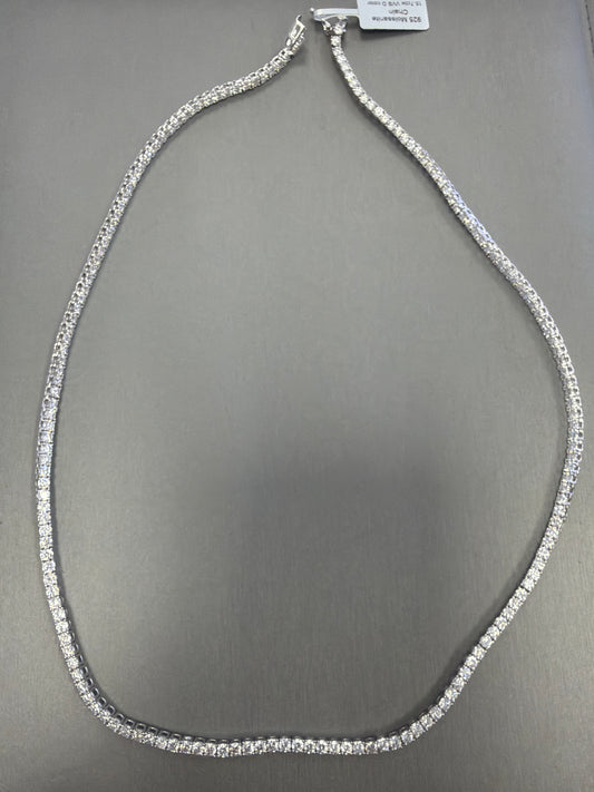 Silver tennis moissante necklace 15.7ct