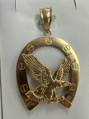14k eagle and horseshoe pendant