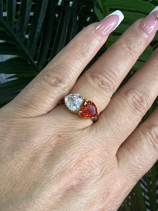 10k ring ladies 2 hearts pink and rose