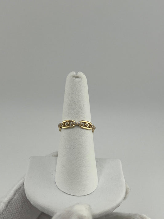 14k chain ring with stones