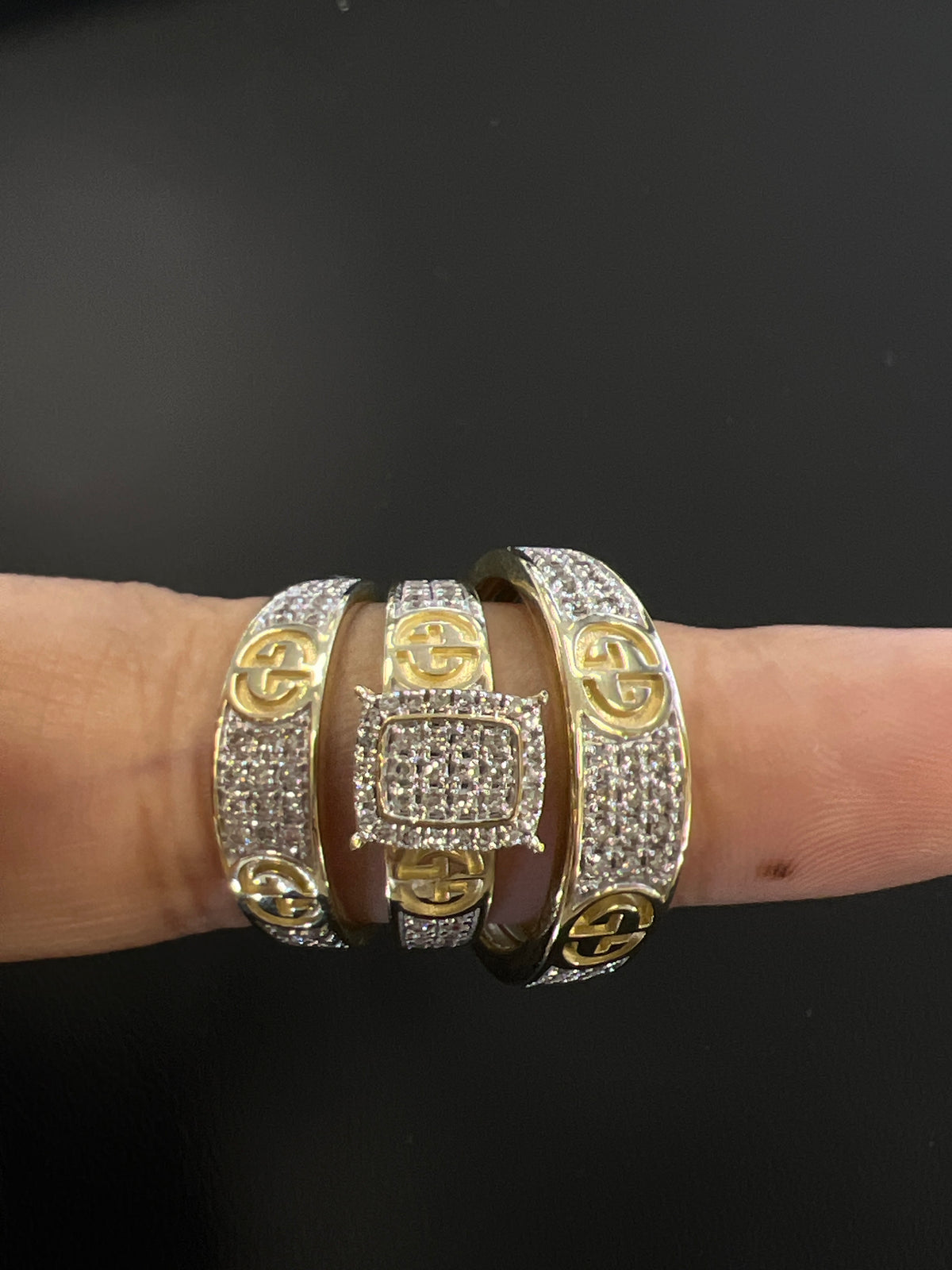 10k gold trio rings with .75ct diamonds