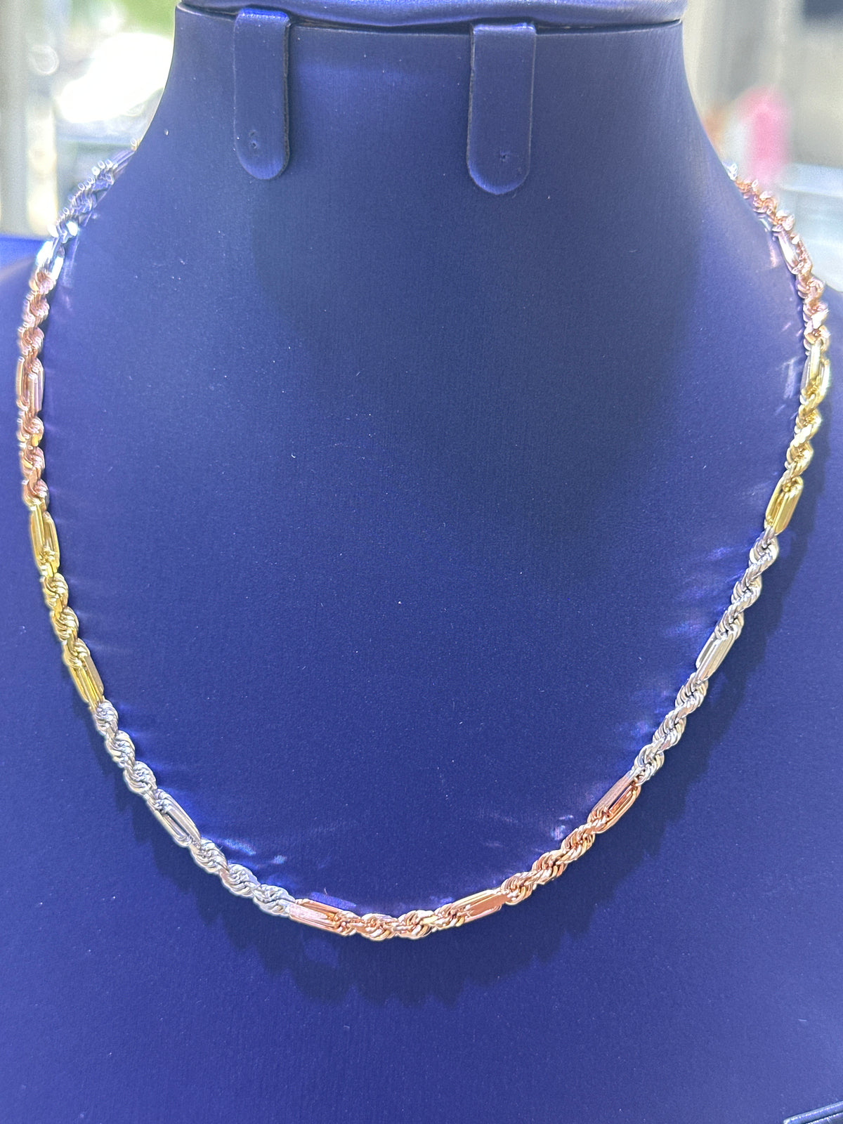 14k Milano Necklace 3.5mm necklace tricolor 16”