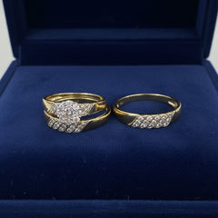 10k trio set wedding engagement diamond 0.33ct