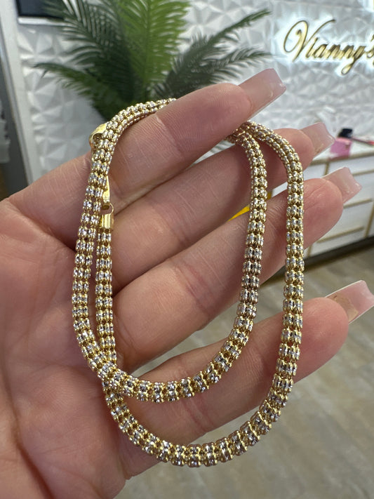 10k ice rope necklace chain 16” Ice