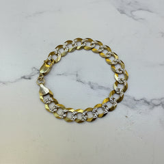 14k baby kids bracelet white pave diamond cut 6” 8mm