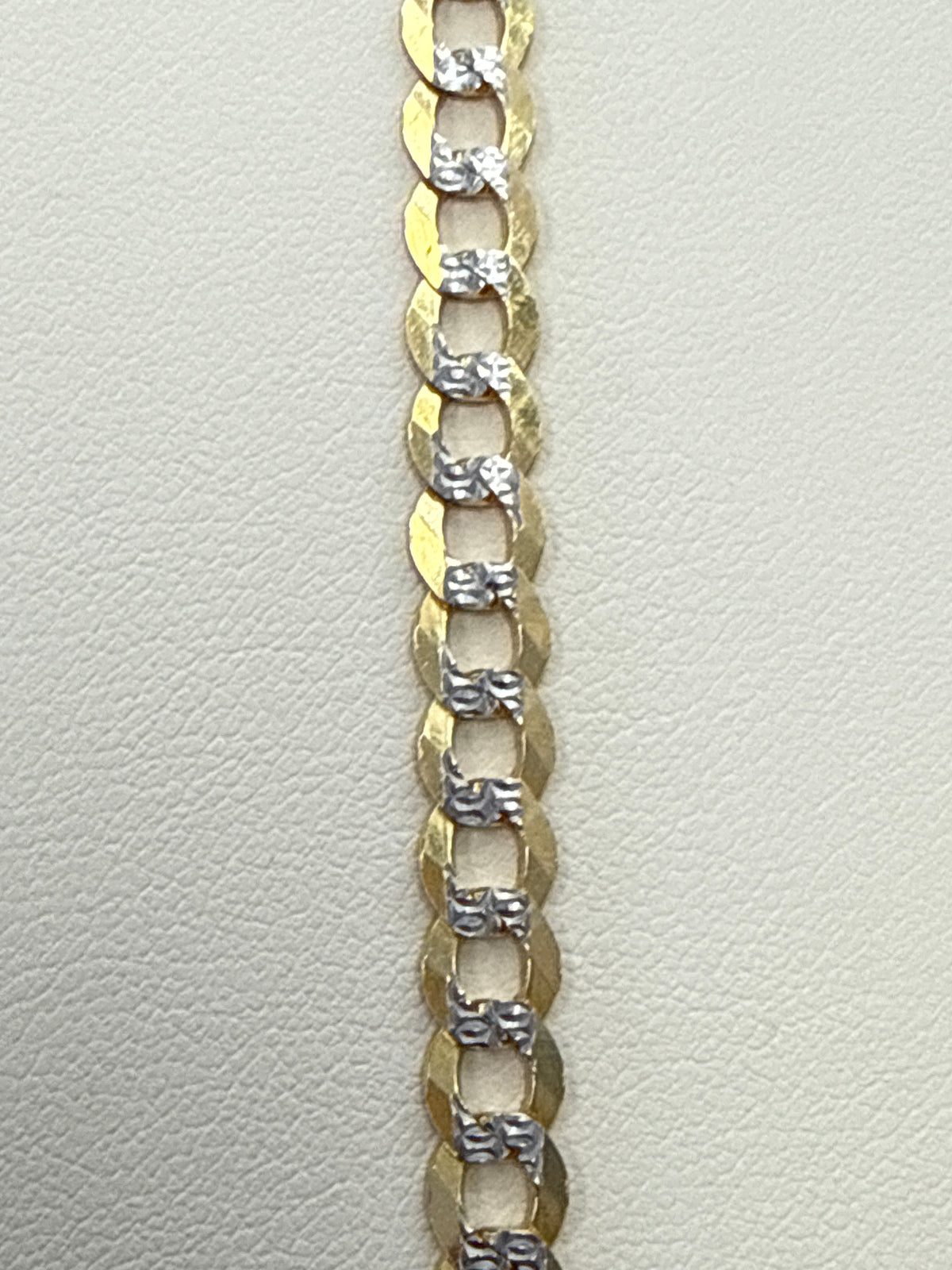 14k cuban link 2 tones diamond white pave cut 8” long 9mm