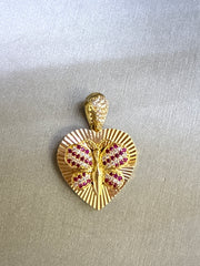 10k heart butterfly pendant red stones
