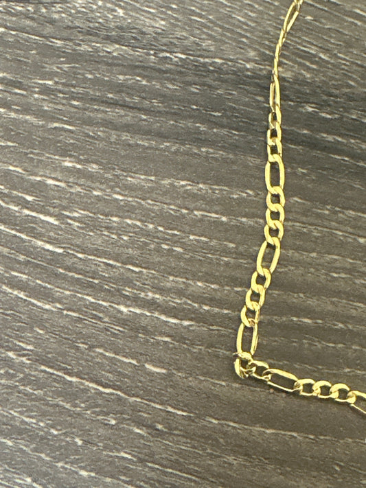 14k 3 color figaro necklace chain 20”