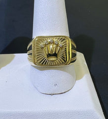 14k ring men with crown and stones