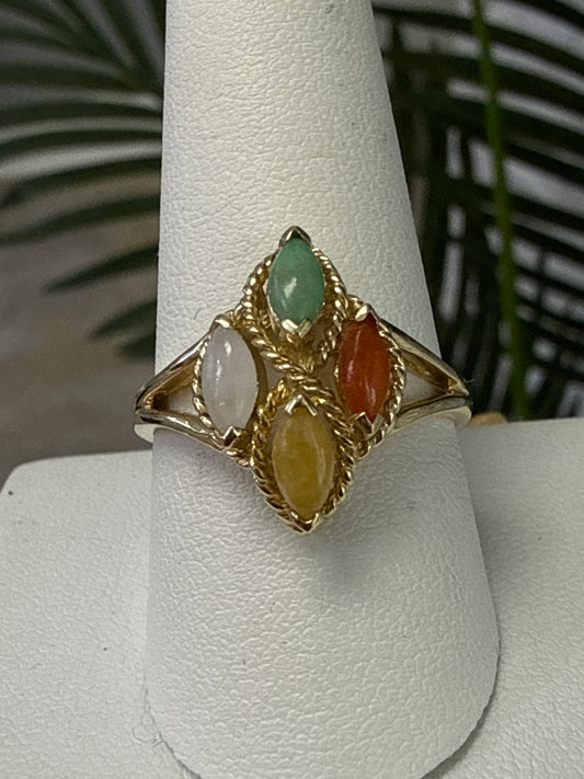 10k flower ring with stones