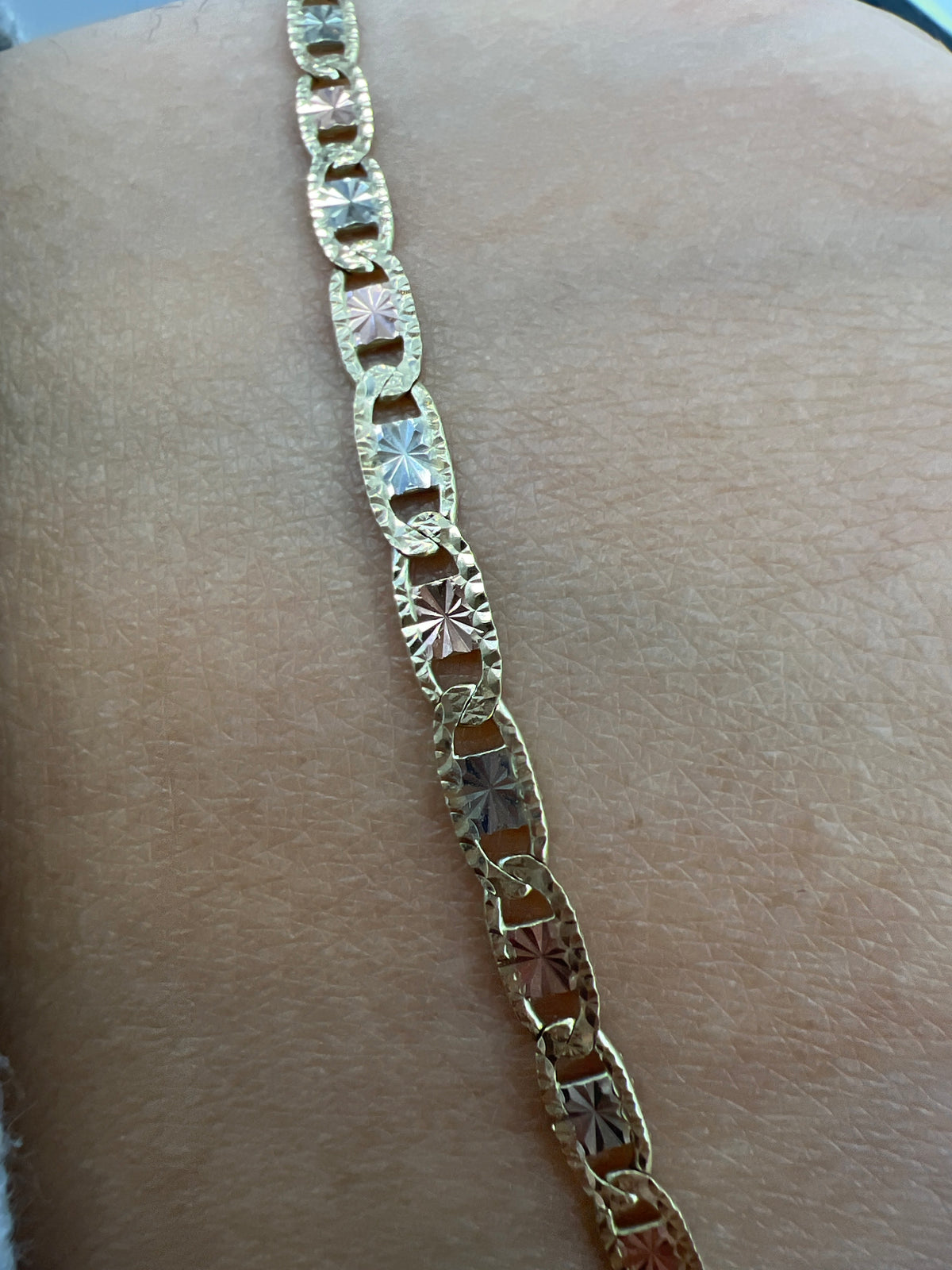 14k necklace 3 color valentino style 18” 3.4mm