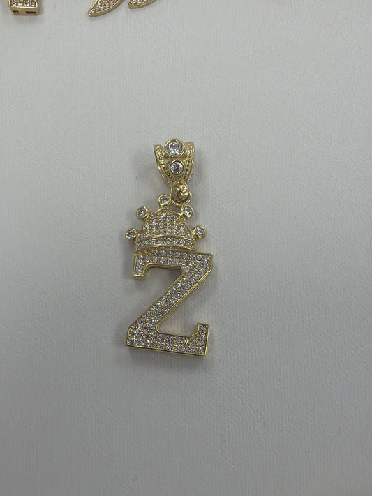 14k letter Z pendant with Cz’s stones