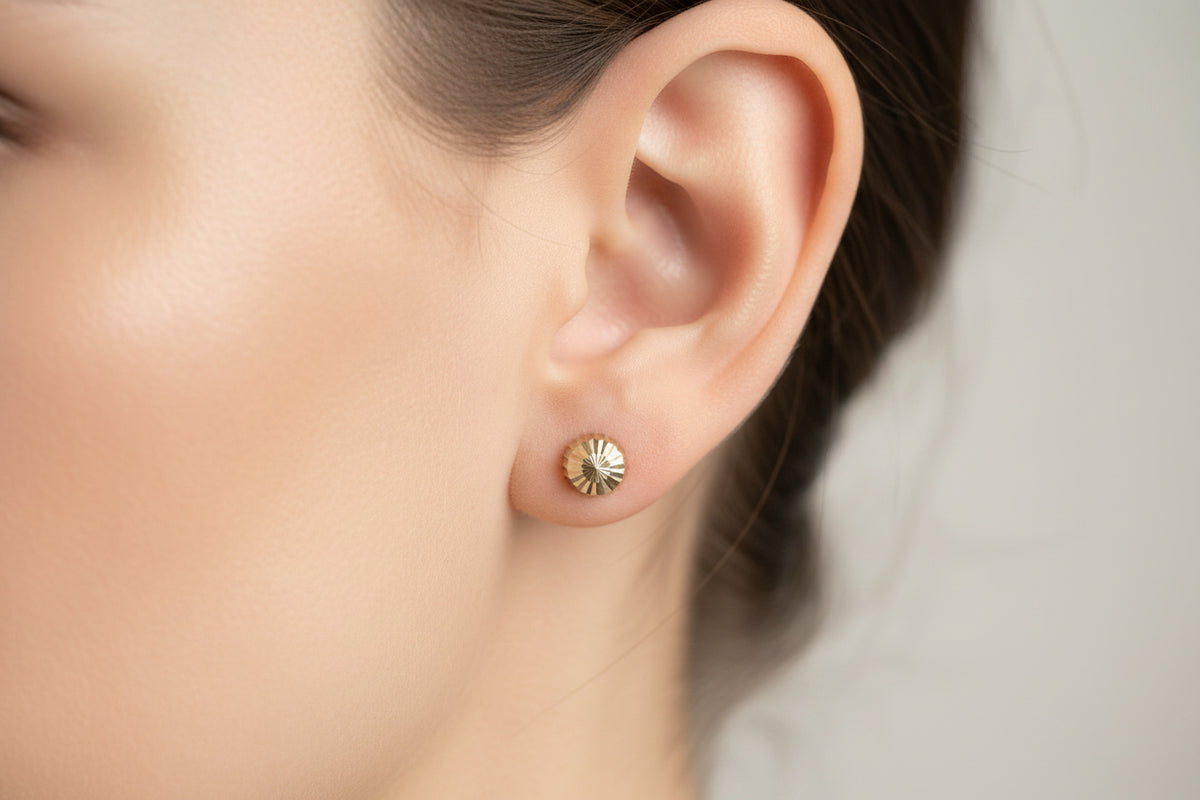 14k Earrings ball screw back