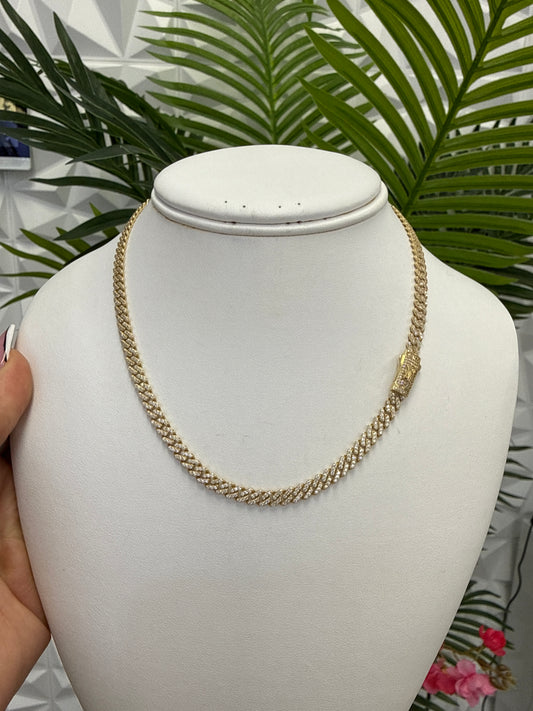 14k Monaco necklace choker with stones 16”long 5mm unisex