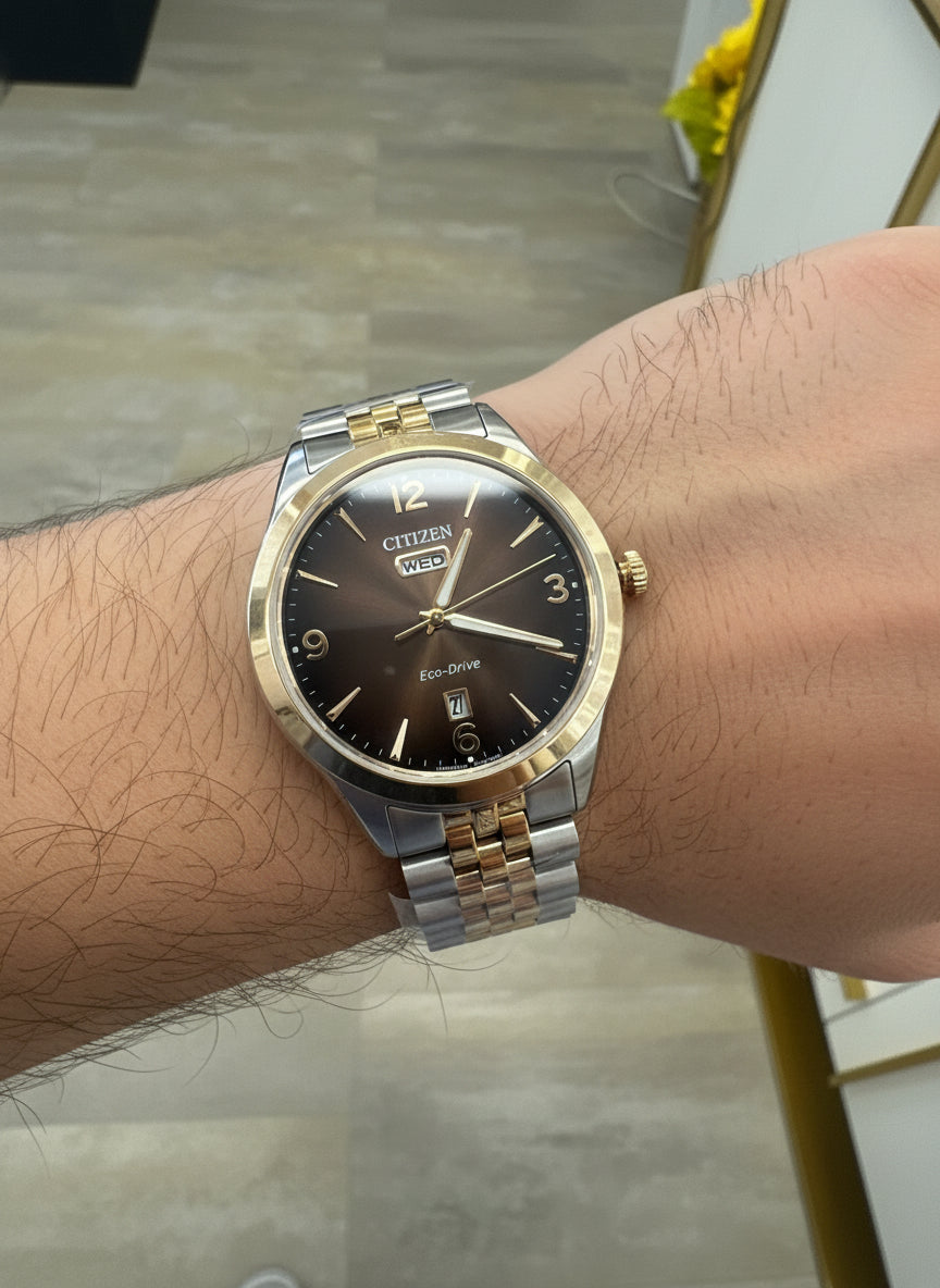 Citizen watch ECO drive Sport 1 Crystal rose gold and silver color