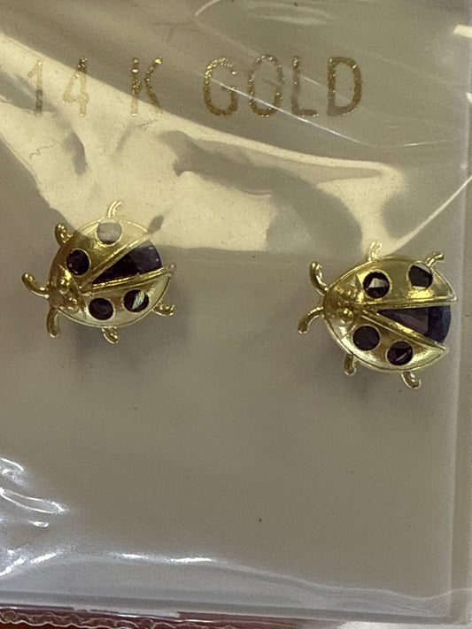 14k mariquita lady bug earrings