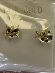 14k mariquita lady bug earrings