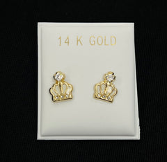 14k ladies crown earring with stones
