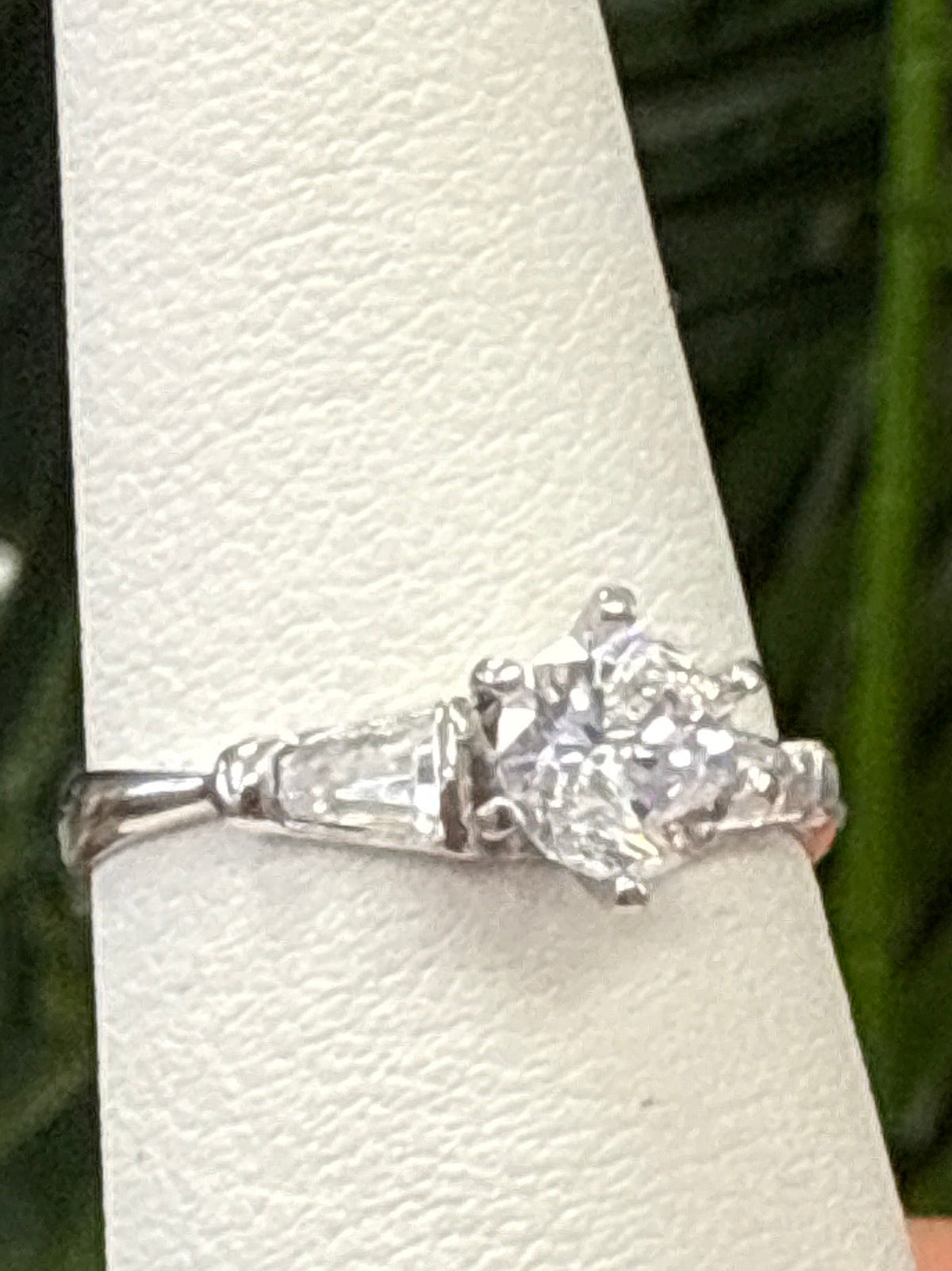 14k Ring engagement ring white gold with stones