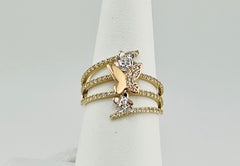 14k tri-colored ring with butterflies