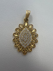 14k leaf pendant w/ stones