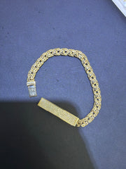 14k monaco bracelet with stone plate unique