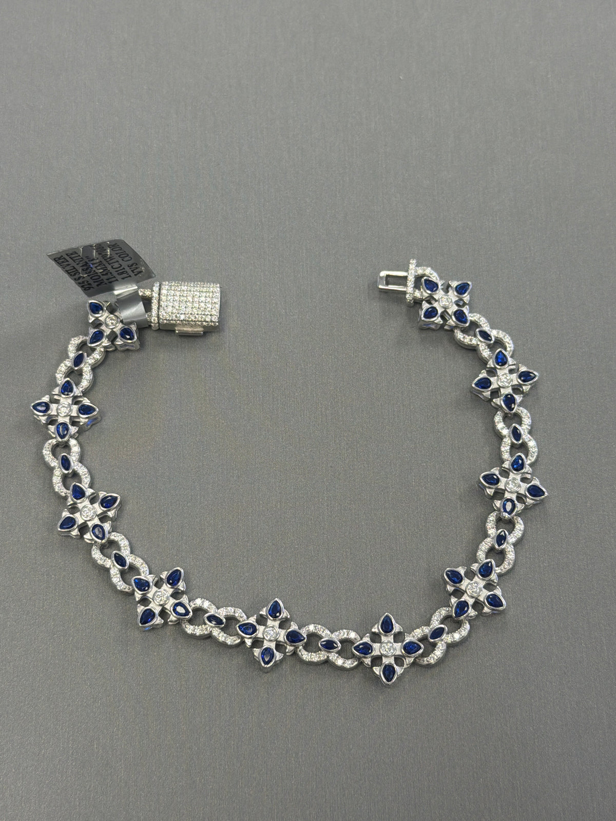 Silver Moissante bracelet clovers blue 1.81ct