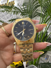 Citizen eco drive corso min Crystal date blue Bm7333-85E black dial