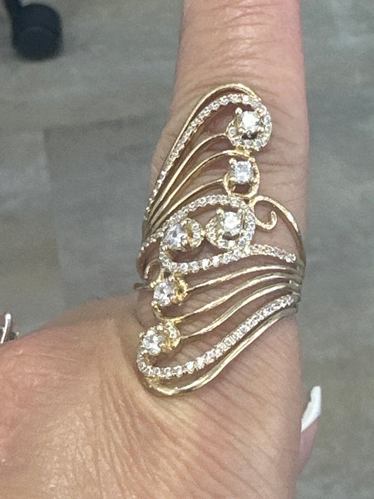 14k long ring stones fancy