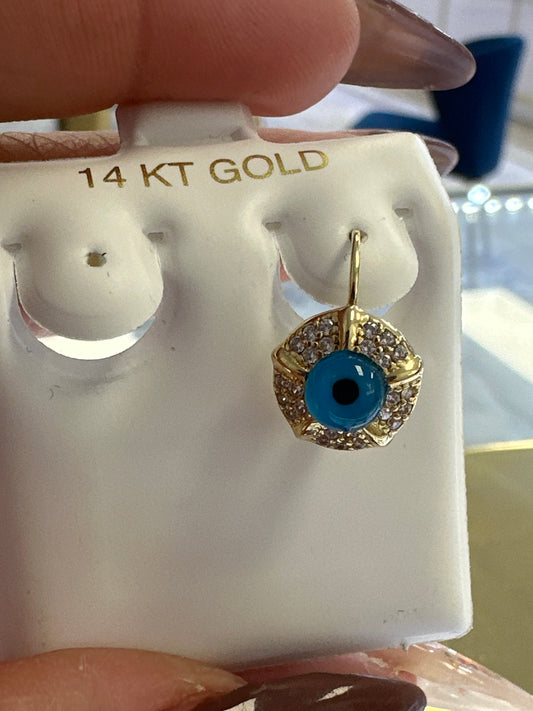 14k earring huggies red eye