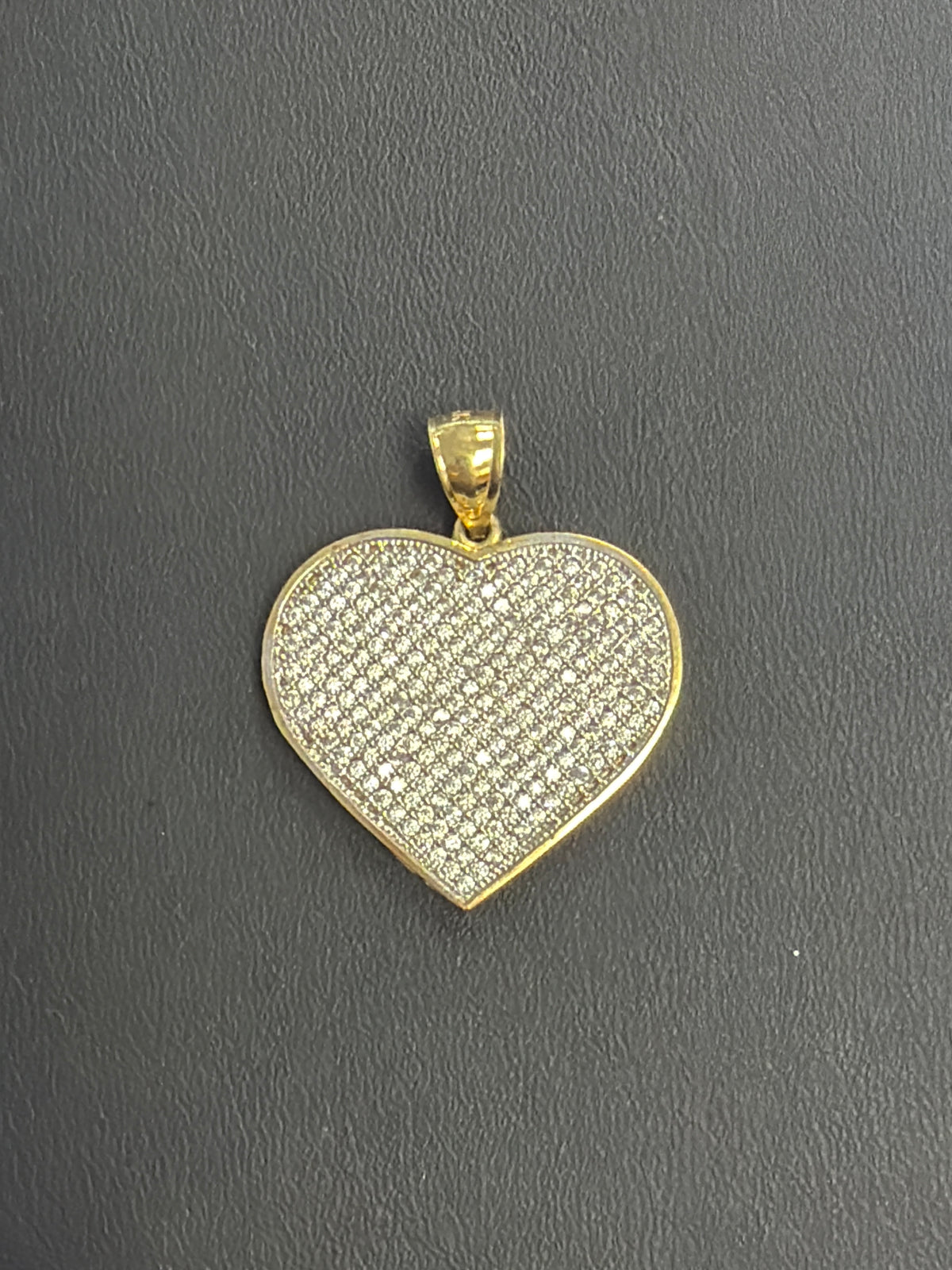 14k large stone heart pendant