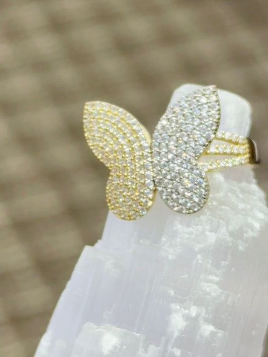 14k Multicolor butterfly ring