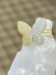 14k Multicolor butterfly ring