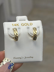 14k huggies with designs