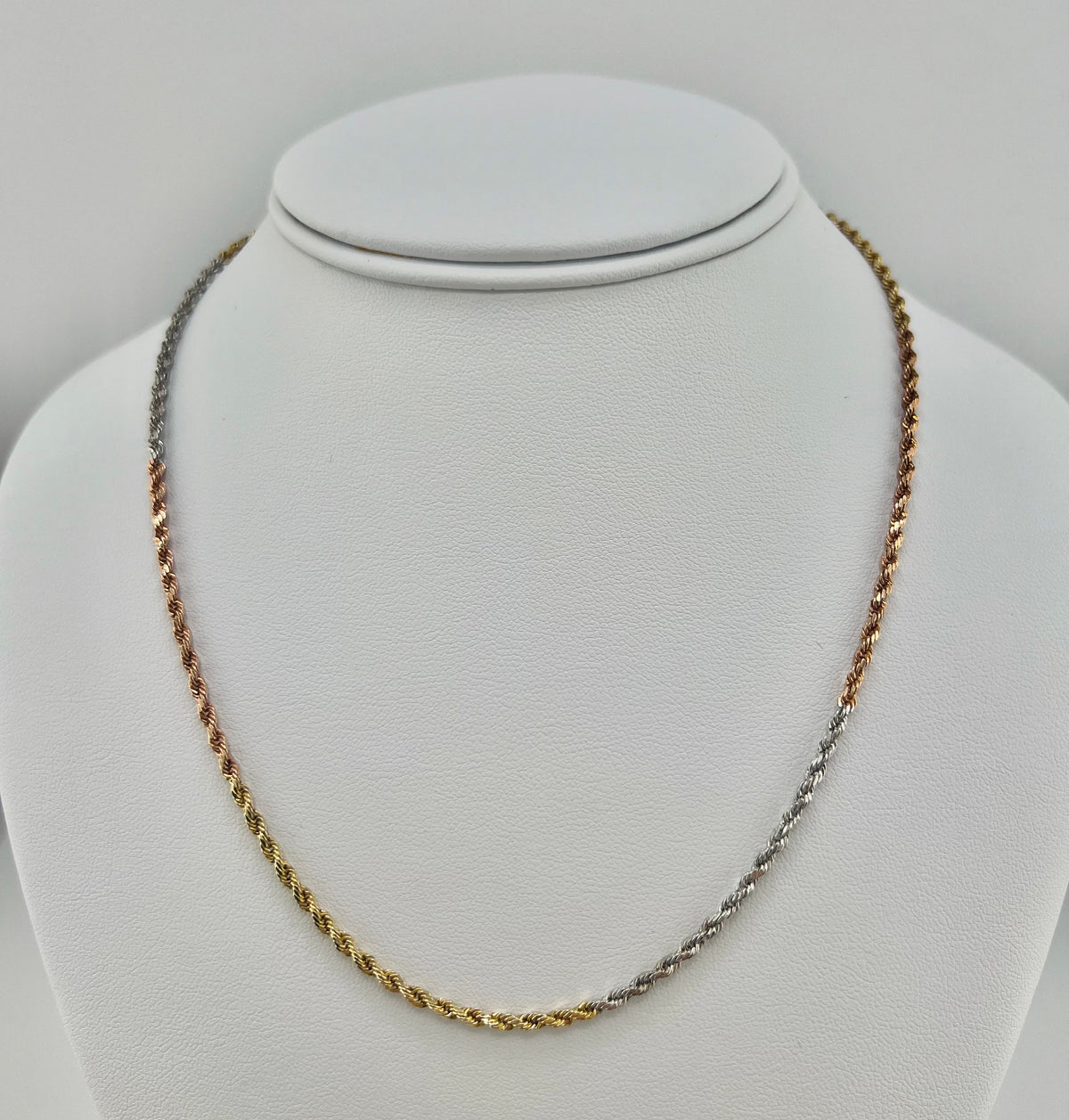 14k tri-color rope necklace chain 18”